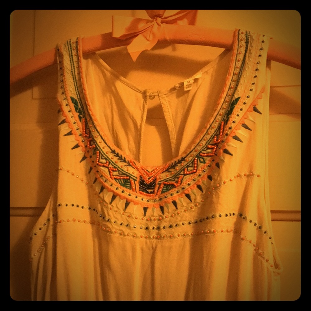 En Créme Cream Beaded Summer Dress